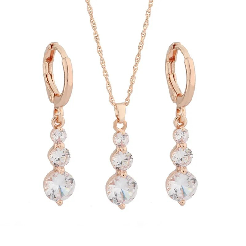 Karšti prabangūs etninės nuotakos vestuvių papuošalų rinkiniai kabančių auskarų ir pakabukų rinkiniai 585 rožinio aukso spalvos natūralaus cirkonio dovana kovo 8 d.