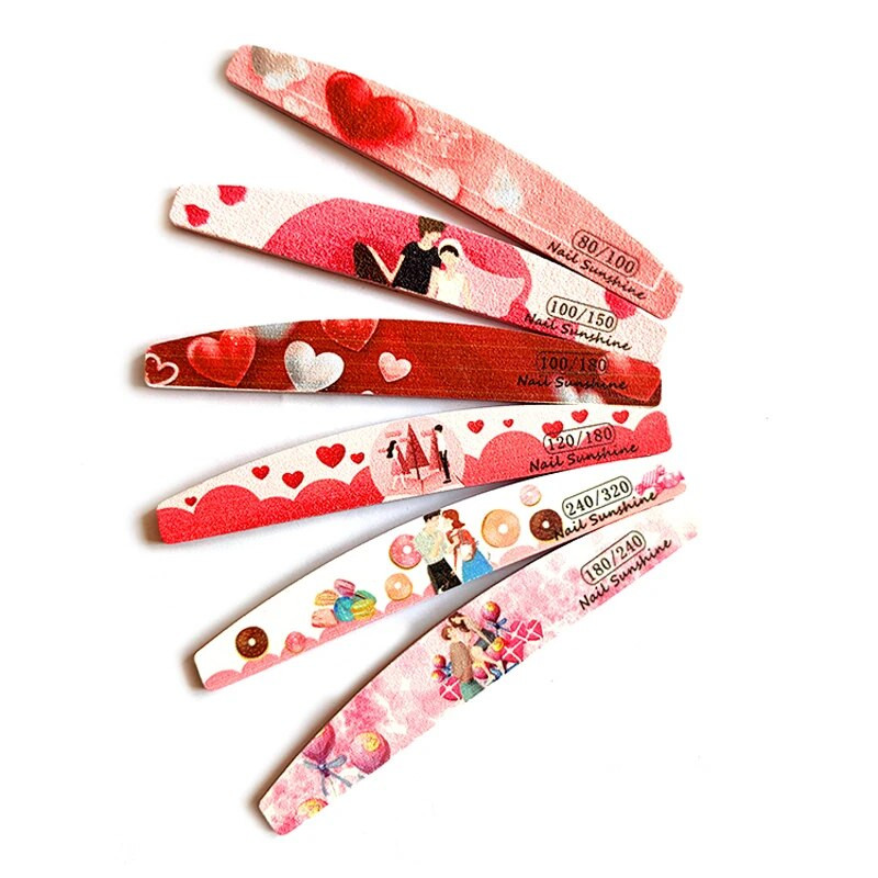 3/6/8/12 tk/komplekt küüneviilid sõbrapäevaks armastus maniküür UV poleerimispuhver pulmakingitused küünte lihvimine aksessuaarid