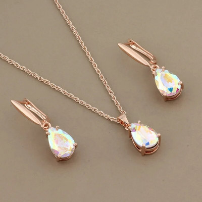 Juvelierizstrādājumu tendences luksusa komplekti, ūdens karājas auskari un kuloni Kaklarotas komplekti krāsaini juvelierizstrādājumu komplekti Modes kāzas 2022