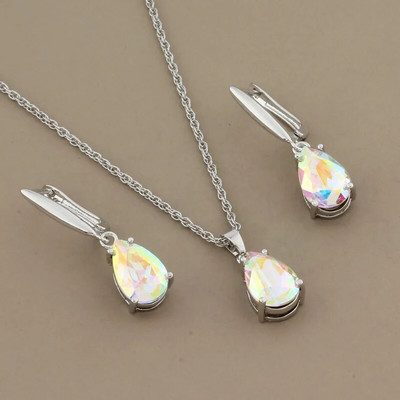 Juvelierizstrādājumu tendences luksusa komplekti, ūdens karājas auskari un kuloni Kaklarotas komplekti krāsaini juvelierizstrādājumu komplekti Modes kāzas 2022