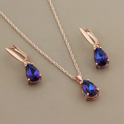 Juvelierizstrādājumu tendences luksusa komplekti, ūdens karājas auskari un kuloni Kaklarotas komplekti krāsaini juvelierizstrādājumu komplekti Modes kāzas 2022