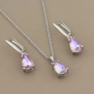 Juvelierizstrādājumu tendences luksusa komplekti, ūdens karājas auskari un kuloni Kaklarotas komplekti krāsaini juvelierizstrādājumu komplekti Modes kāzas 2022