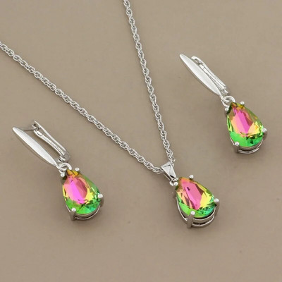 Juvelierizstrādājumu tendences luksusa komplekti, ūdens karājas auskari un kuloni Kaklarotas komplekti krāsaini juvelierizstrādājumu komplekti Modes kāzas 2022