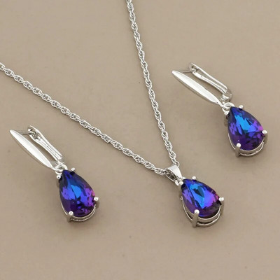 Juvelierizstrādājumu tendences luksusa komplekti, ūdens karājas auskari un kuloni Kaklarotas komplekti krāsaini juvelierizstrādājumu komplekti Modes kāzas 2022