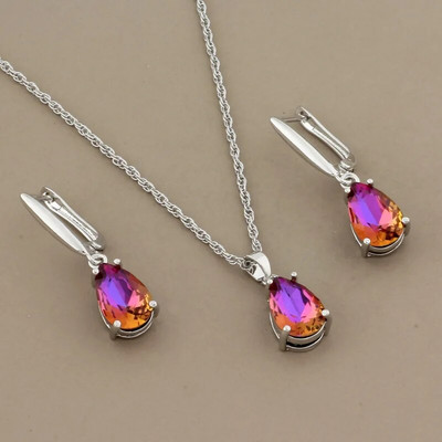 Juvelierizstrādājumu tendences luksusa komplekti, ūdens karājas auskari un kuloni Kaklarotas komplekti krāsaini juvelierizstrādājumu komplekti Modes kāzas 2022