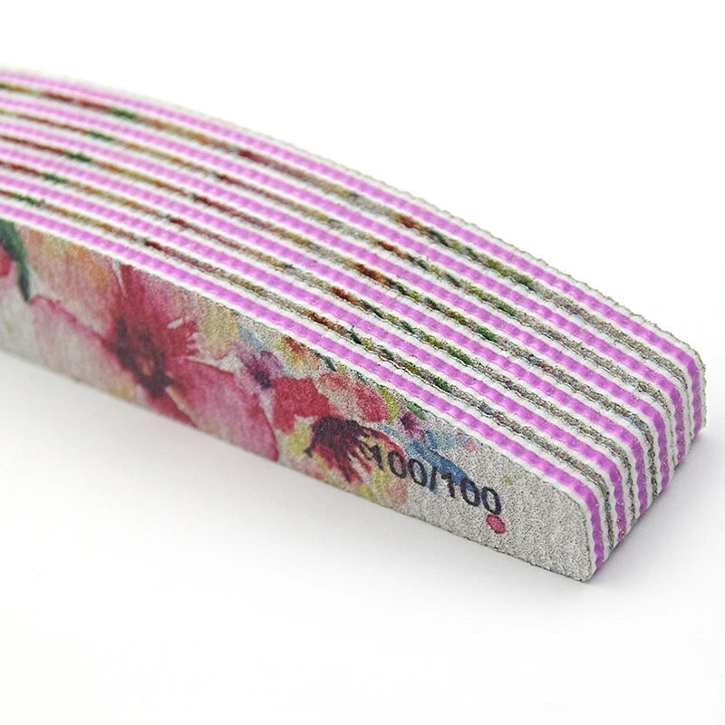 10 tk/partii Grit 100/100 küüneviil Värviline lilleline küüneviil lihvimispuhver ribad küünte poleerimiseks maniküüri tööriistad tarvik