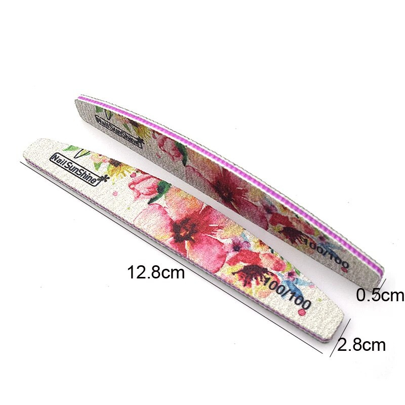 10 tk/partii Grit 100/100 küüneviil Värviline lilleline küüneviil lihvimispuhver ribad küünte poleerimiseks maniküüri tööriistad tarvik