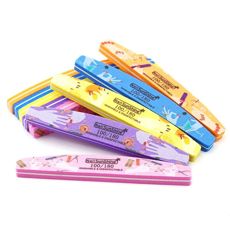 10 vnt Half Moon kempinės nagų dildės 100/180 specialaus dizaino Professionel nagų buferio dildė šlifavimo poliravimo manikiūro buferiai blokas