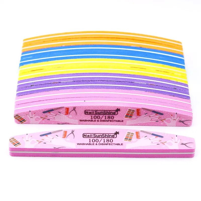 10 vnt Half Moon kempinės nagų dildės 100/180 specialaus dizaino Professionel nagų buferio dildė šlifavimo poliravimo manikiūro buferiai blokas