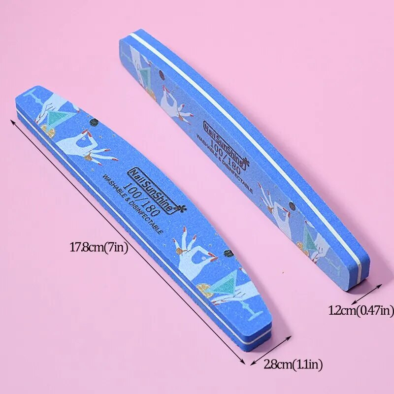 10 vnt Half Moon kempinės nagų dildės 100/180 specialaus dizaino Professionel nagų buferio dildė šlifavimo poliravimo manikiūro buferiai blokas