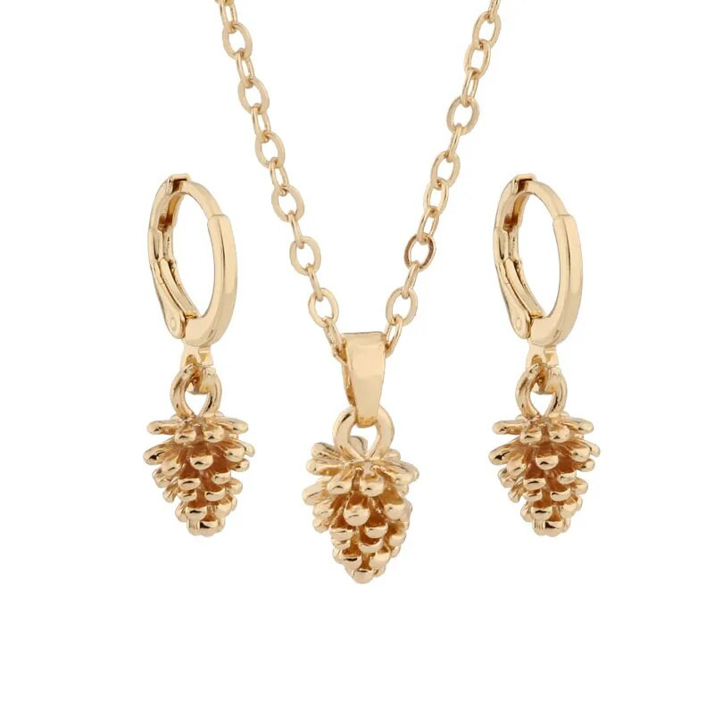 Aukso spalvos papuošalų rinkiniai augalo formos auskarai ir kaklo papuošalai moterims 2022 m. prabangių prekių ženklų rinkiniai