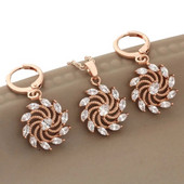 Luksuslikud kvaliteetsed ehted Trend 585 roosikulla värvi lilledega kõrvarõngaste komplektid naistele Naturaalsest tsirkoonist Vintage pulmaehtete komplektid