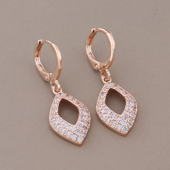 Fashion 2023 Γυναικεία ασυνήθιστα σκουλαρίκια Πολυτελή σετ κοσμημάτων υψηλής ποιότητας 585 ροζ χρυσό χρώμα Ζιργκόν Κομψό γυναικείο σετ