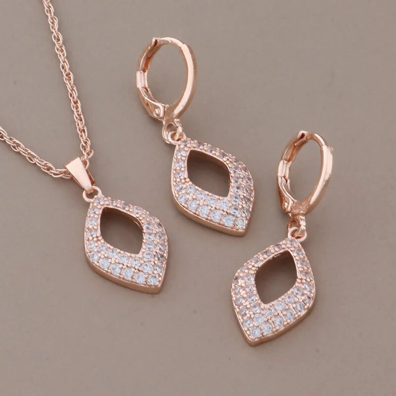 Modes 2023. gada sieviete, neparasti auskari, grezni augstas kvalitātes juvelierizstrādājumu komplekti, 585 rozā zelta krāsa, cirkons, elegants sieviešu komplekts