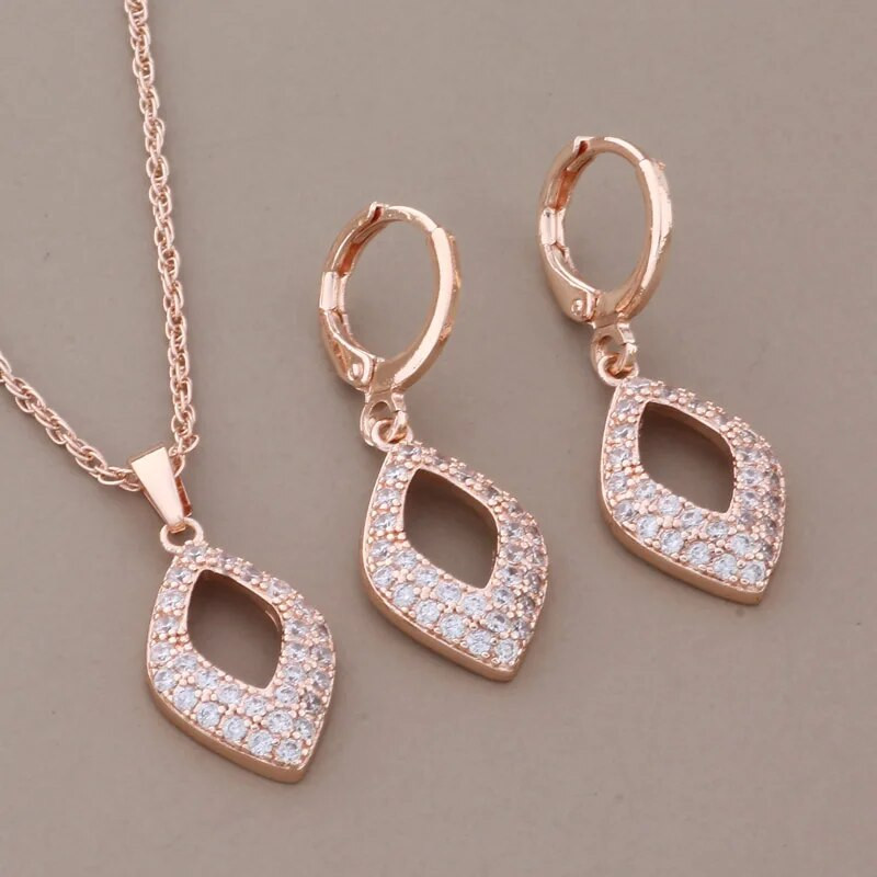 Modes 2023. gada sieviete, neparasti auskari, grezni augstas kvalitātes juvelierizstrādājumu komplekti, 585 rozā zelta krāsa, cirkons, elegants sieviešu komplekts