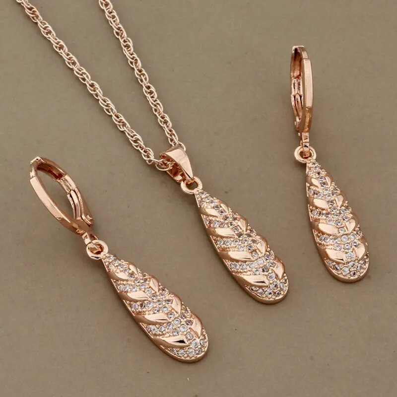 2023 Seturi de bijuterii de înaltă calitate 585 de aur roz Seturi de cercei neobișnuiți cu cercei cu zircon natural complet Bijuterii de nuntă