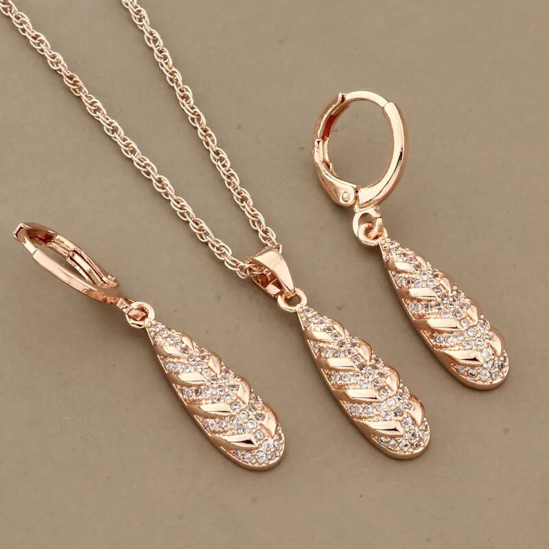 2023 Seturi de bijuterii de înaltă calitate 585 de aur roz Seturi de cercei neobișnuiți cu cercei cu zircon natural complet Bijuterii de nuntă