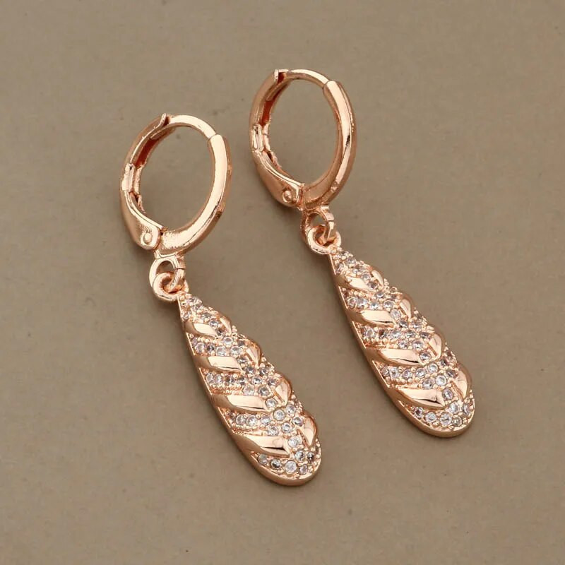 2023 Seturi de bijuterii de înaltă calitate 585 de aur roz Seturi de cercei neobișnuiți cu cercei cu zircon natural complet Bijuterii de nuntă