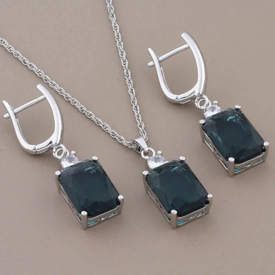 Cercei pătrați cu zircon de lux de înaltă calitate Seturi de bijuterii suspendate pentru femei Seturi de cercei la modă de culoare aur roz 585