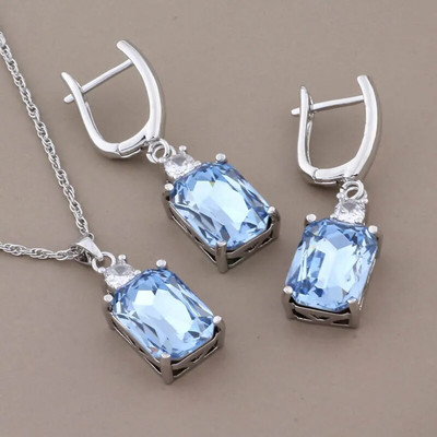 Cercei pătrați cu zircon de lux de înaltă calitate Seturi de bijuterii suspendate pentru femei Seturi de cercei la modă de culoare aur roz 585