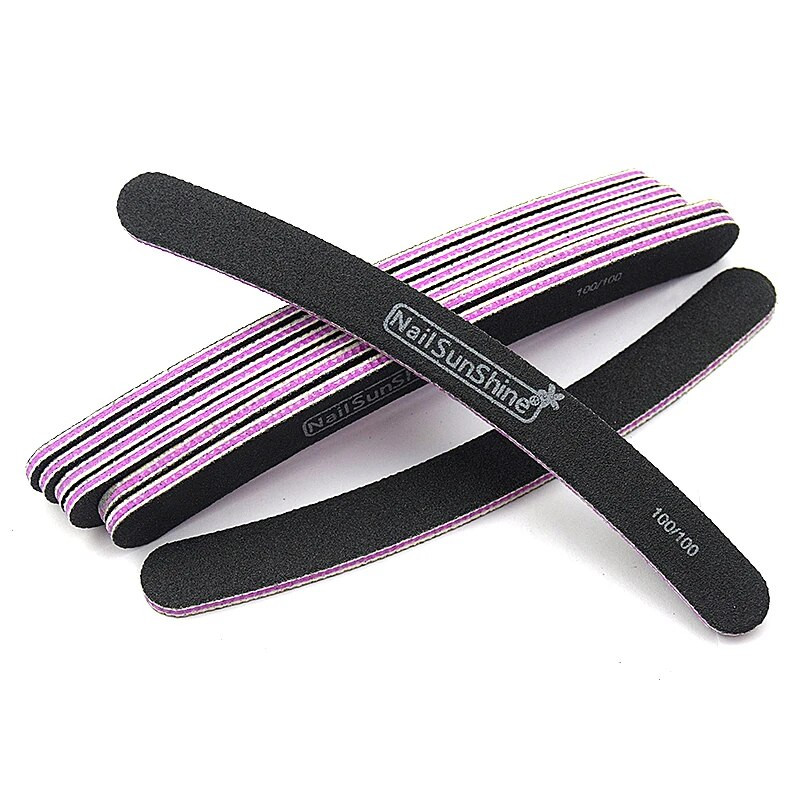 10 vnt/partija Stipraus švitrinio popieriaus nagų dildės 100 180 juodos lenktos Lixa bananų buferio blokeliai poliravimo dildės UV gelio manikiūro priežiūros priemonės