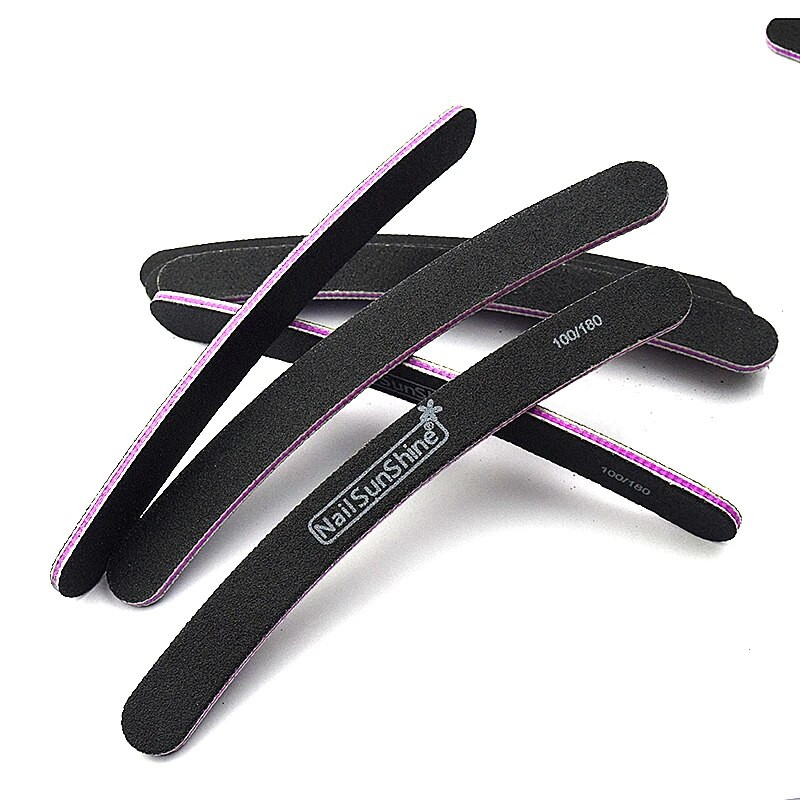 10 vnt/partija Stipraus švitrinio popieriaus nagų dildės 100 180 juodos lenktos Lixa bananų buferio blokeliai poliravimo dildės UV gelio manikiūro priežiūros priemonės