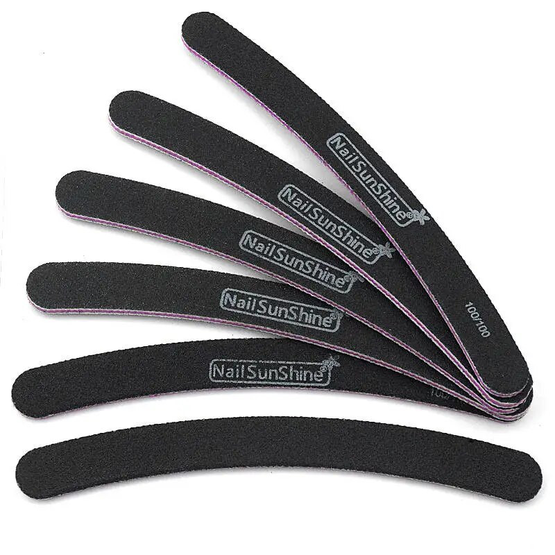 10 vnt/partija Stipraus švitrinio popieriaus nagų dildės 100 180 juodos lenktos Lixa bananų buferio blokeliai poliravimo dildės UV gelio manikiūro priežiūros priemonės