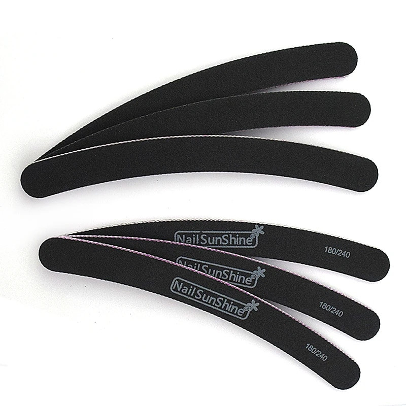 10 vnt/partija Stipraus švitrinio popieriaus nagų dildės 100 180 juodos lenktos Lixa bananų buferio blokeliai poliravimo dildės UV gelio manikiūro priežiūros priemonės