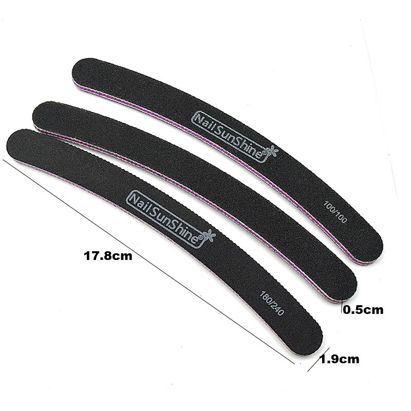 10 vnt/partija Stipraus švitrinio popieriaus nagų dildės 100 180 juodos lenktos Lixa bananų buferio blokeliai poliravimo dildės UV gelio manikiūro priežiūros priemonės