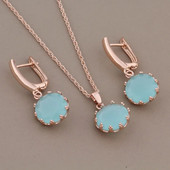 New Trend 585 Rose Gold Χρώμα 12mm Σετ Στρογγυλά Σκουλαρίκια Γυναικείες Απλές Μόδας Σετ Νυφικά Νυφικά