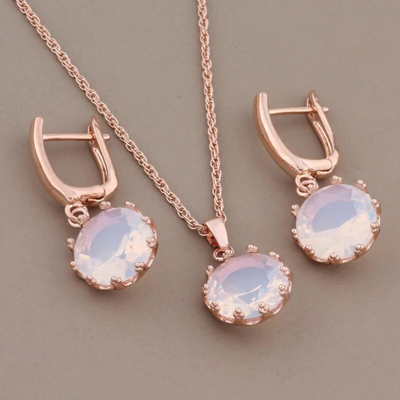 New Trend 585 Rose Gold Χρώμα 12mm Σετ Στρογγυλά Σκουλαρίκια Γυναικείες Απλές Μόδας Σετ Νυφικά Νυφικά