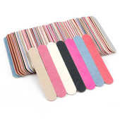 100 vnt/stal. Mini medienos nagų dailės dildės Spalvingos medinės lazdelės nagų šlifavimo manikiūro įrankis 180/240 grūdėtumo vienkartinis dvipusis įrankis