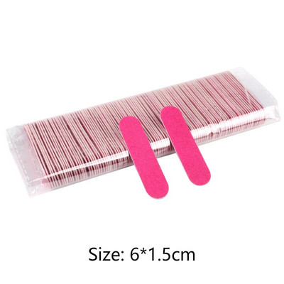 100 vnt/stal. Mini medienos nagų dailės dildės Spalvingos medinės lazdelės nagų šlifavimo manikiūro įrankis 180/240 grūdėtumo vienkartinis dvipusis įrankis