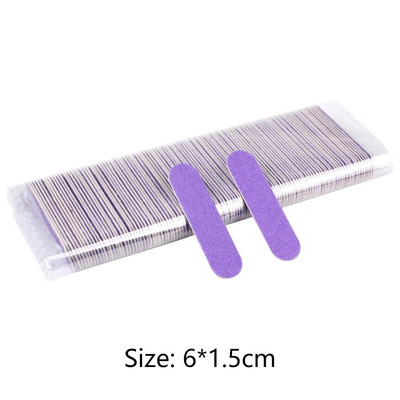 100 vnt/stal. Mini medienos nagų dailės dildės Spalvingos medinės lazdelės nagų šlifavimo manikiūro įrankis 180/240 grūdėtumo vienkartinis dvipusis įrankis