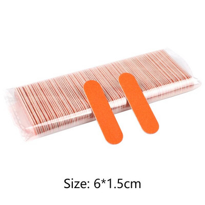 100 vnt/stal. Mini medienos nagų dailės dildės Spalvingos medinės lazdelės nagų šlifavimo manikiūro įrankis 180/240 grūdėtumo vienkartinis dvipusis įrankis