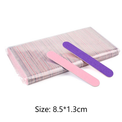 100 vnt/stal. Mini medienos nagų dailės dildės Spalvingos medinės lazdelės nagų šlifavimo manikiūro įrankis 180/240 grūdėtumo vienkartinis dvipusis įrankis