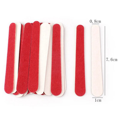 100 vnt/stal. Mini medienos nagų dailės dildės Spalvingos medinės lazdelės nagų šlifavimo manikiūro įrankis 180/240 grūdėtumo vienkartinis dvipusis įrankis
