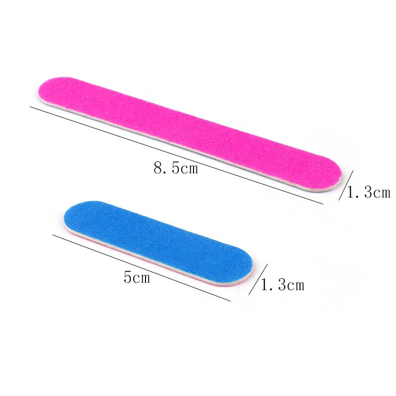 100 vnt/stal. Mini medienos nagų dailės dildės Spalvingos medinės lazdelės nagų šlifavimo manikiūro įrankis 180/240 grūdėtumo vienkartinis dvipusis įrankis