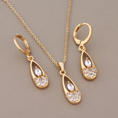 Nauji blizgūs natūralaus cirkonio auskarų rinkiniai moterims Trend Gold Color Bride Vestuvėms Prabangus kokybiškas papuošalų rinkinys Dovana