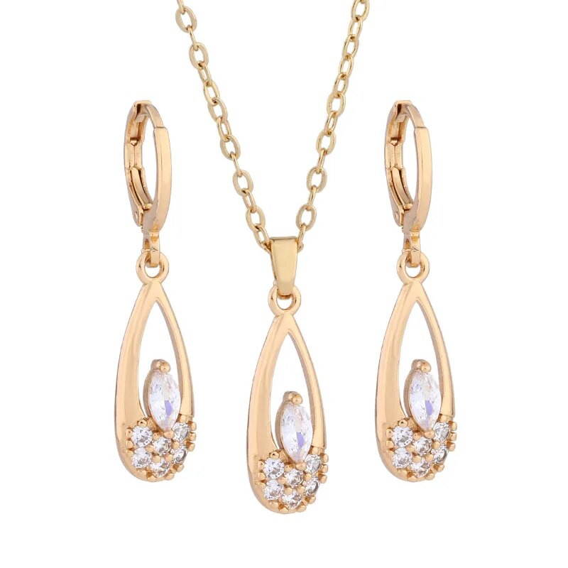 Nauji blizgūs natūralaus cirkonio auskarų rinkiniai moterims Trend Gold Color Bride Vestuvėms Prabangus kokybiškas papuošalų rinkinys Dovana