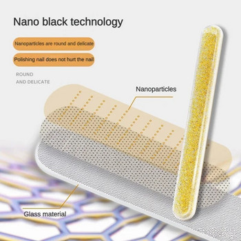 Nano Glass Nail Files Χρώμα Γυάλισμα νυχιών Τρίψιμο με φορητή θήκη Διαφανές λίμα νυχιών Grinding Nails Art Tools