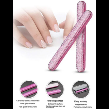 Нано стъклени пили за нокти Цветно полиране на нокти Шлайфане с преносим калъф Прозрачна пила за нокти Шлифоване Инструменти за изкуство на ноктите