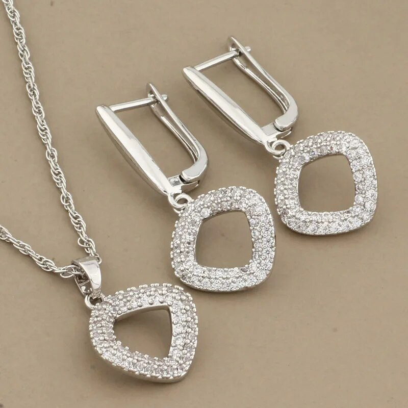 Luksuslikud naiste komplektid Kõrvarõngad ja ripats Kvaliteetsed läikiva kuupmeetri tsirkooniumoksiidist ehtekomplektid 585 roosa kullavärvi ehtekomplektid