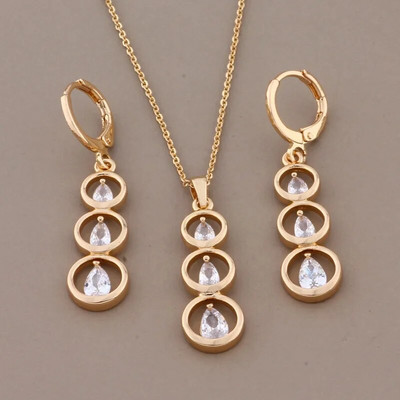 New Trend 2023 kvaliteetne valge naturaalsest tsirkoonist lihtsad kõrvarõngad ja ripatsite komplektid, luksuslik elegantne naiste komplekt