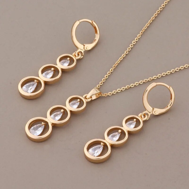 New Trend 2023 kvaliteetne valge naturaalsest tsirkoonist lihtsad kõrvarõngad ja ripatsite komplektid, luksuslik elegantne naiste komplekt