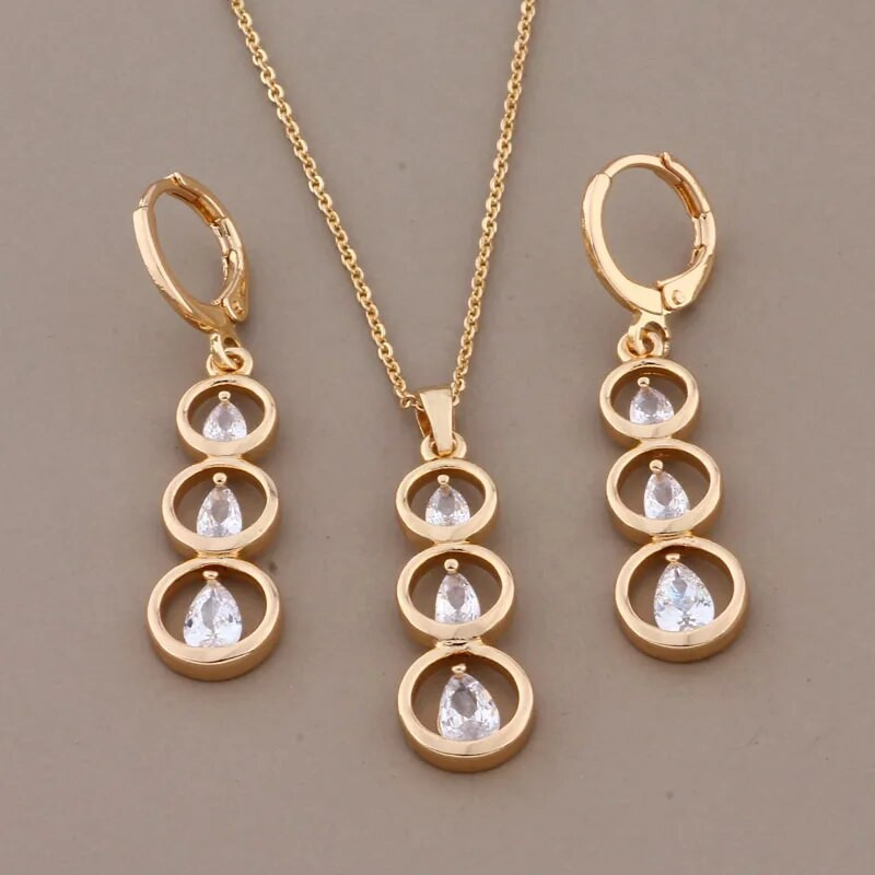 New Trend 2023 kvaliteetne valge naturaalsest tsirkoonist lihtsad kõrvarõngad ja ripatsite komplektid, luksuslik elegantne naiste komplekt