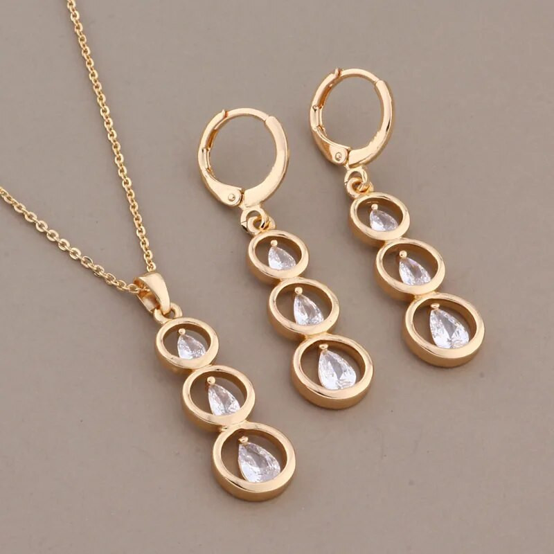 New Trend 2023 kvaliteetne valge naturaalsest tsirkoonist lihtsad kõrvarõngad ja ripatsite komplektid, luksuslik elegantne naiste komplekt