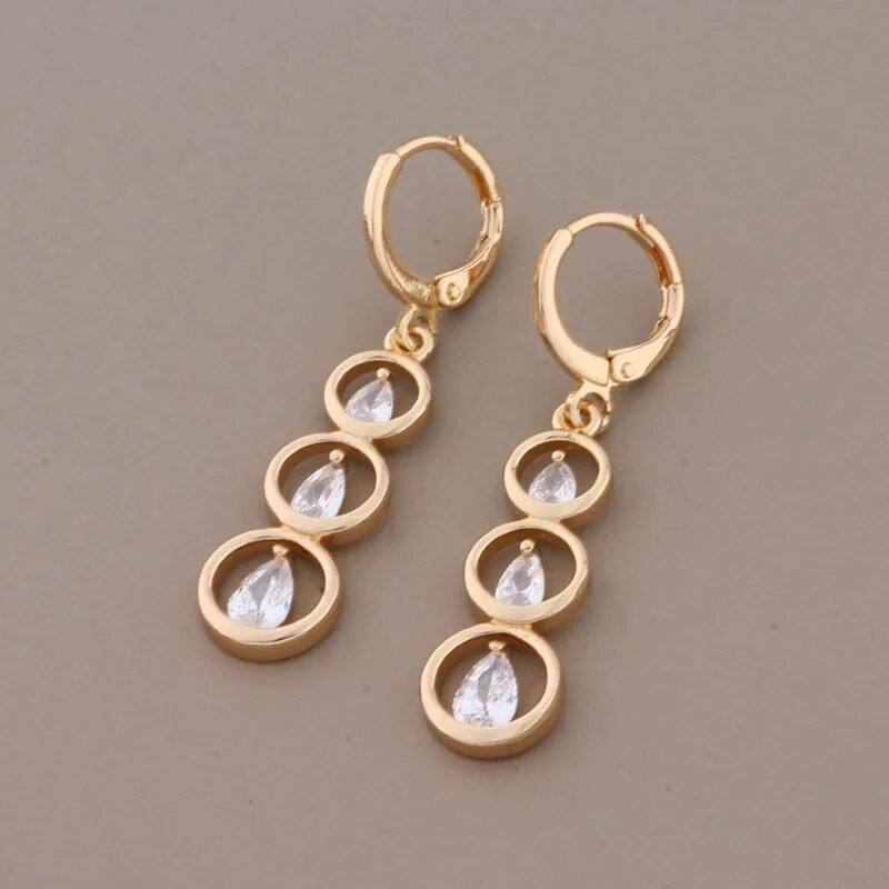 New Trend 2023 kvaliteetne valge naturaalsest tsirkoonist lihtsad kõrvarõngad ja ripatsite komplektid, luksuslik elegantne naiste komplekt