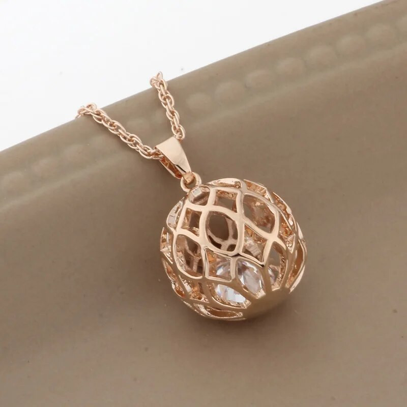 Jauni liela raksta dobi juvelierizstrādājumu komplekti 585 rožu zelta krāsā ar kubiskā cirkonija oksiju sievietēm, grebti unikāli modes juvelierizstrādājumu komplekti