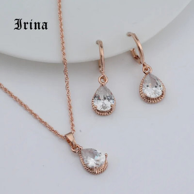 Κοσμήματα πολυτελείας, χαριτωμένα και ευαίσθητα σετ κοσμημάτων 5 χρωμάτων Zircon Water Drop για γαμήλιο πάρτι Δημοφιλές γυναικείο σετ κοσμημάτων